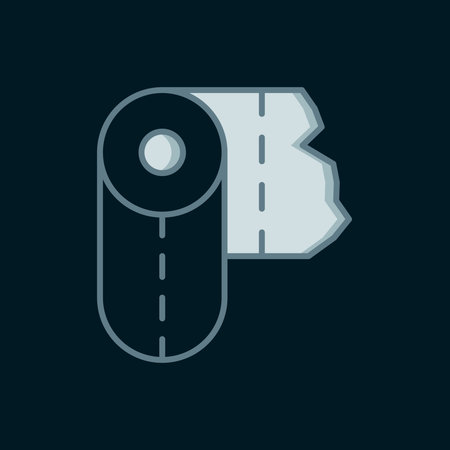 Line Paper towel roll icon isolated on black background. Flat filled outline style with shadow. Vector.のイラスト素材