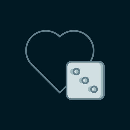 Line Game dice icon isolated on black background. Casino gambling. Flat filled outline style with shadow. Vector.のイラスト素材