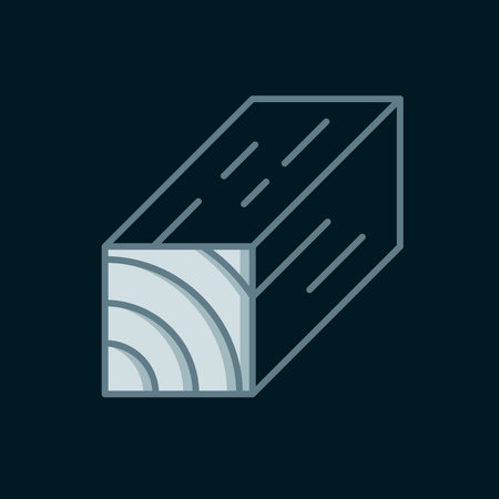 Line Wooden beam icon isolated on black background. Lumber beam plank. Flat filled outline style with shadow. Vector.のイラスト素材
