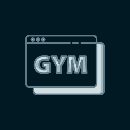 Line Online fitness and training icon isolated on black background. Flat filled outline style with shadow. Vector.のイラスト素材