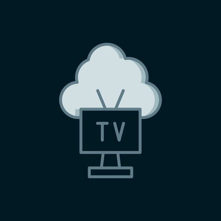 Line Smart Tv icon isolated on black background. Television sign. Flat filled outline style with...