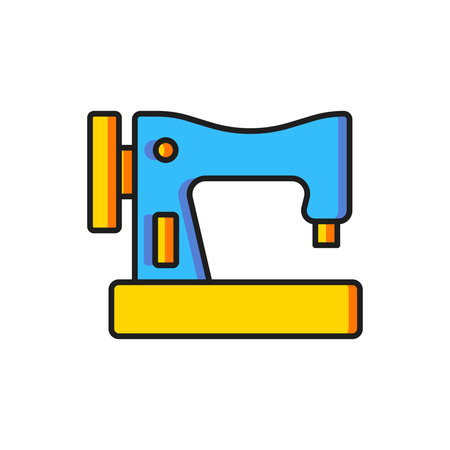 Color Sewing machine icon isolated on white background. Flat filled outline style with shadow. Vector.のイラスト素材