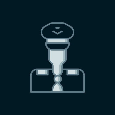 Line Pilot icon isolated on black background. Flat filled outline style with shadow. Vector.