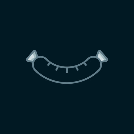 Line Sausage icon isolated on black background. Grilled sausage and aroma sign. Flat filled outline style with shadow. Vector.のイラスト素材