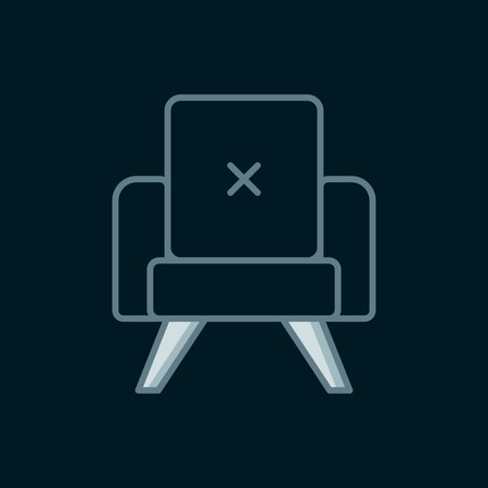 Line Armchair icon isolated on black background. Flat filled outline style with shadow. Vector.のイラスト素材