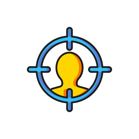 Color Head hunting concept icon isolated on white background. Business target or Employment sign. Human resource and recruitment. Flat filled outline style with shadow. Vector.のイラスト素材