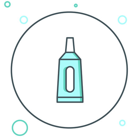 Line Ointment cream tube medicine icon isolated on white background. Tube, container, toothpaste, cream sign. Colorful outline concept. Vector.のイラスト素材