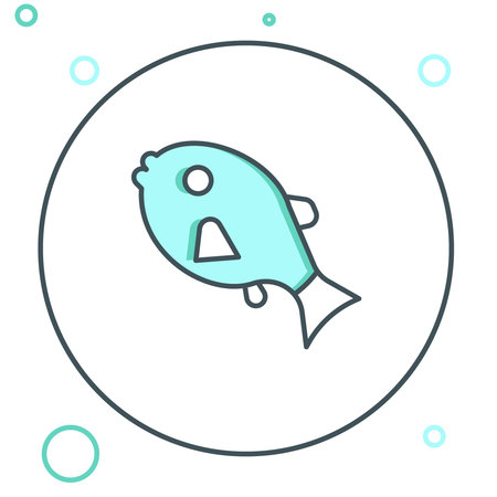 Line Tropical fish icon isolated on white background. Exotic fish. Colorful outline concept. Vector.のイラスト素材