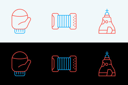Set line The Tsar bell Christmas mitten and Accordion icon. Vector.のイラスト素材