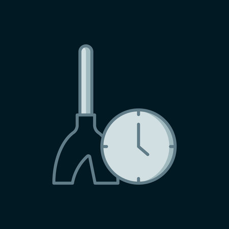 Line Cleaning time icon isolated on black background. Sanitary service, house hygiene. Flat filled outline style with shadow. Vector.のイラスト素材