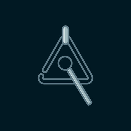 Line Triangle musical instrument icon isolated on black background. Flat filled outline style with shadow. Vector.のイラスト素材