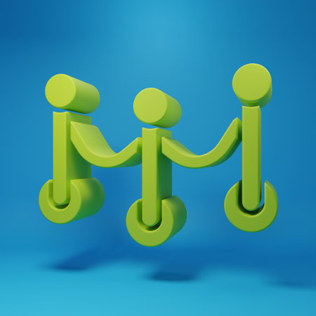 Green Rope barrier icon isolated on blue background. VIP event, luxury celebration. Celebrity party...