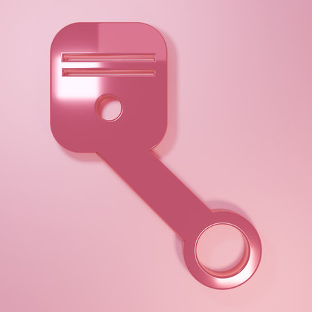 Pink Engine piston icon isolated on pink background. Car engine piston sign. Minimalism concept. 3D render illustration.の写真素材