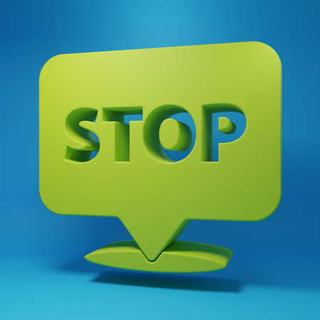 Green icon isolated on blue background. Minimalism concept. 3D render illustration.