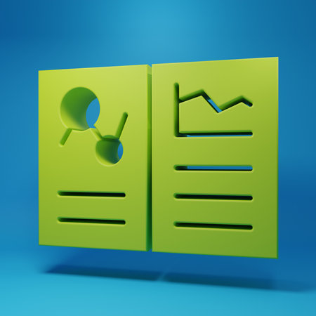 Green Medical clipboard with clinical record icon isolated on blue background. Health insurance...