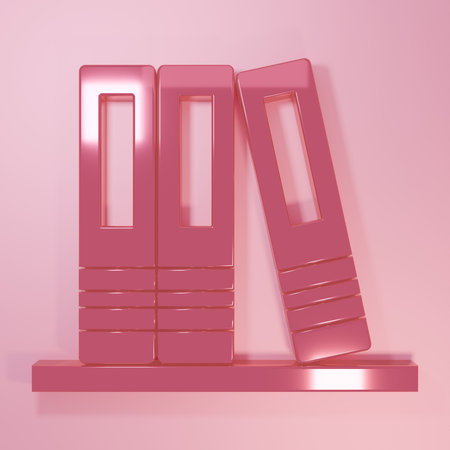 Pink Office folders with papers and documents icon isolated on pink background. Office binders. Archives folder sign. Minimalism concept. 3D render illustration.の写真素材