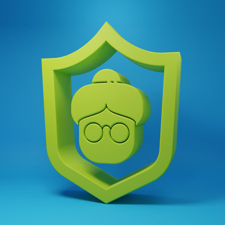 Green Grandmother icon isolated on blue background. Minimalism concept. 3D render illustration.の写真素材