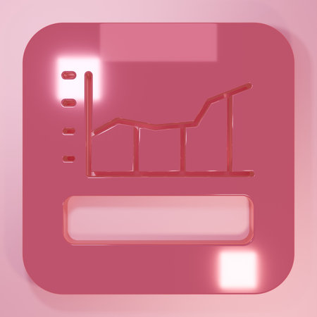 Pink Graph, schedule, chart, diagram, infographic, pie graph icon isolated on pink background. Minimalism concept. 3D render illustration.の写真素材