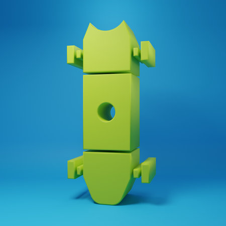 Green Longboard or skateboard cruiser icon isolated on blue background. Extreme sport. Sport...