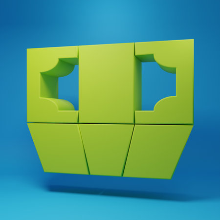 Green Stacks paper money cash icon isolated on blue background. Money banknotes stacks. Bill...