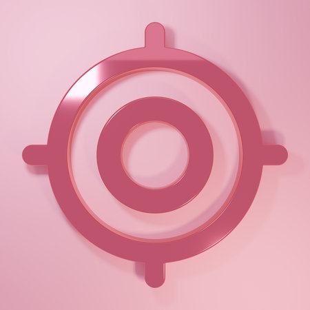 Pink Target sport icon isolated on pink background. Clean target with numbers for shooting range or...