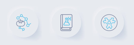 Set line Biohazard symbol Genetic engineering book and Genetically modified food icon. Vector.のイラスト素材