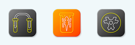 Set line Test tube and flask Experimental animal and Biohazard symbol icon. Vector.