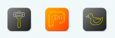 Set line Shaving razor Shower and Rubber duck icon. Vector.