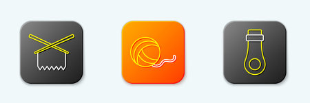 Set line Knitting needles Yarn ball and Zipper icon. Vector.のイラスト素材