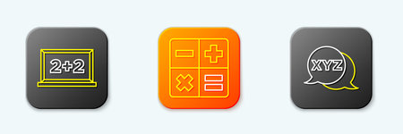 Set line Chalkboard Calculator and XYZ Coordinate system icon. Vector.