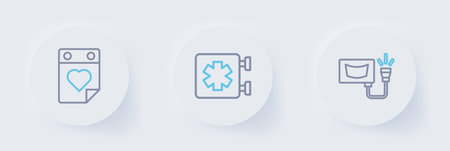 Set line Ultrasound Medical symbol of the Emergency and Doctor appointment icon. Vector.