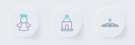 Set line Holy bible book Old crypt and Angel icon. Vector.のイラスト素材