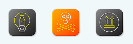 Set line Lactose free Bones and skull warning and Temperature wash icon. Vector.のイラスト素材