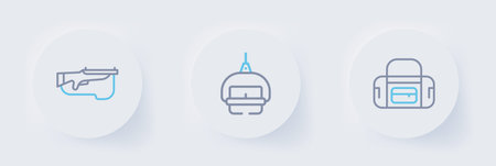 Set line Sport bag Ski lift and Biathlon rifle icon. Vector.のイラスト素材