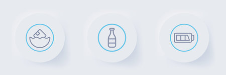 Set line Battery Bottle and Carton cardboard box icon. Vector.のイラスト素材