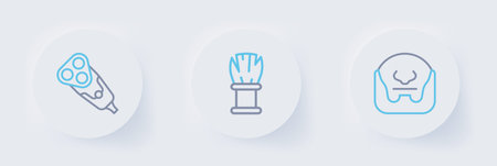 Set line Mustache and beard Shaving brush and Electric razor blade icon. Vector.のイラスト素材
