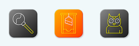 Set line Lollipop Guillotine and Owl bird icon. Vector.のイラスト素材