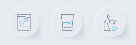 Set line Beer tap with glass Glass of vodka and whiskey icon. Vector.のイラスト素材