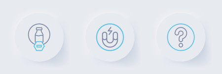 Set line Unknown search Magnet and Lactose free icon. Vector.のイラスト素材