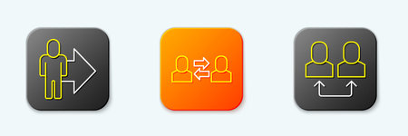 Set line Leader of a team of executives, Exchange work and icon. Vector.のイラスト素材
