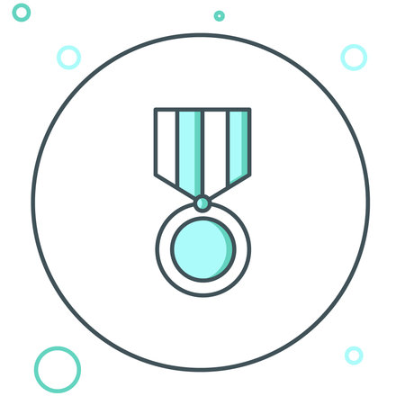 Line Medal icon isolated on white background. Winner achievement sign. Award medal. Colorful outline concept. Vector.のイラスト素材