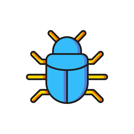 Color System bug concept icon isolated on white background. Code bug concept. Bug in the system. Bug searching. Flat filled outline style with shadow. Vector.のイラスト素材
