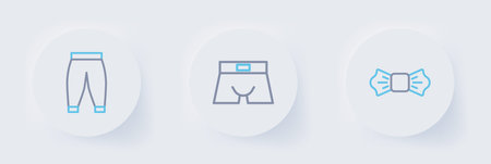 Set line Bow tie, Men underpants and Pants icon. Vector.のイラスト素材