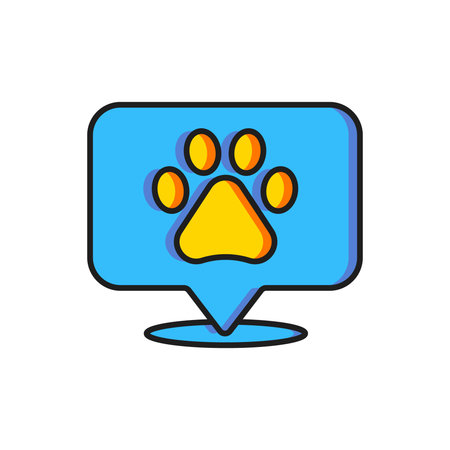 Color Map pointer with veterinary medicine hospital, clinic or pet shop for animals icon isolated on white background. Vet or veterinarian clinic. Flat filled outline style with shadow. Vector.のイラスト素材