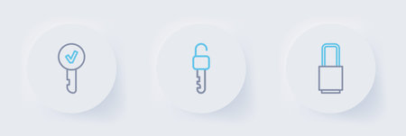 Set line Lock, Unlocked key and Key icon. Vector.のイラスト素材