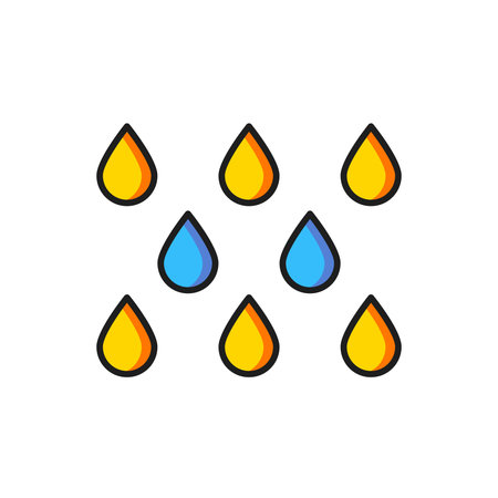 Color Water drop icon isolated on white background. Flat filled outline style with shadow. Vector.のイラスト素材