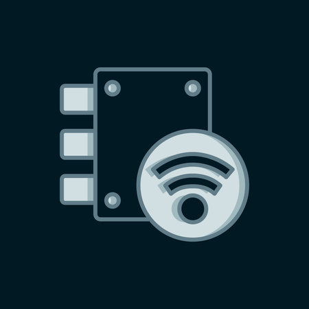 Line Digital door lock with wireless technology for unlock icon isolated on black background. Door handle sign. Security smart home. Flat filled outline style with shadow. Vector.のイラスト素材