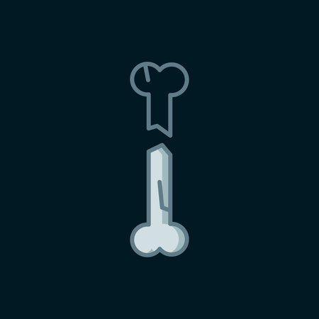 Line Human broken bone icon isolated on black background. Flat filled outline style with shadow. Vector.のイラスト素材