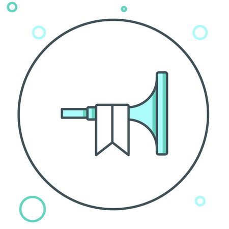 Line Musical instrument trumpet icon isolated on white background. Colorful outline concept. Vector.のイラスト素材