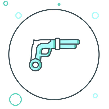 Line Vintage pistols icon isolated on white background. Ancient weapon. Colorful outline concept. Vector.のイラスト素材